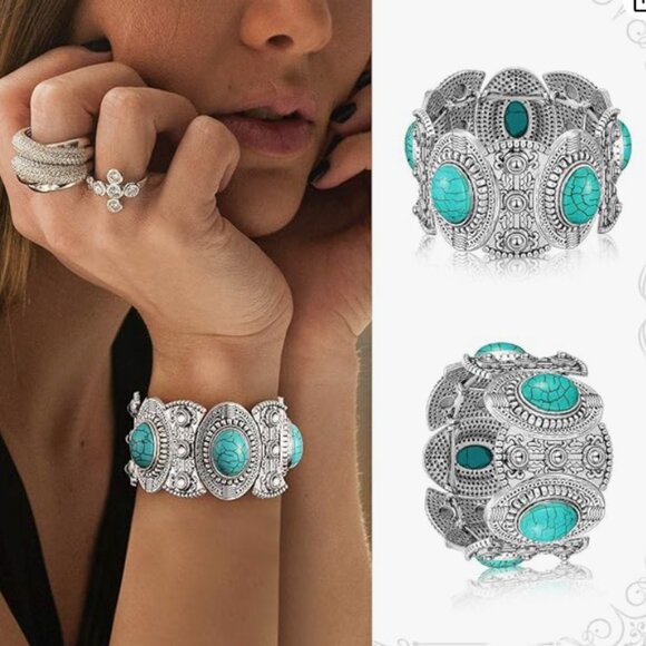 NEW! Turquoise Set of 3: Pendant Necklace, Earring, Bracelet Set - Picture 5 of 5